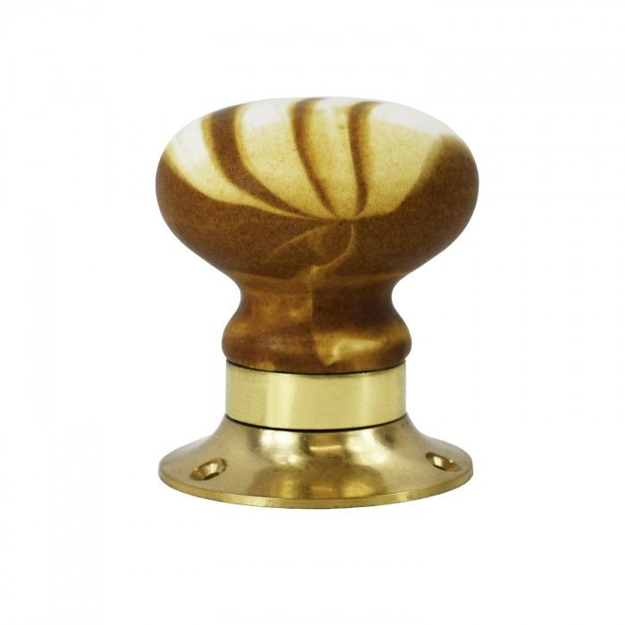Stone Effect Door Knobs with Brass Back Plates