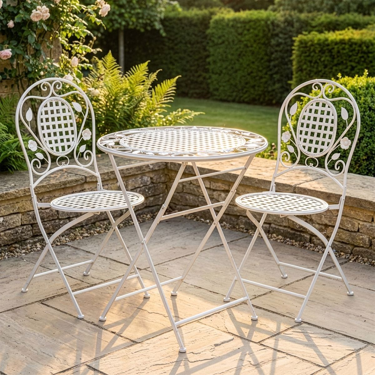 Stunning "Chimera" Outdoor Two Seater Bistro Set with Floral Detailing digital illustration