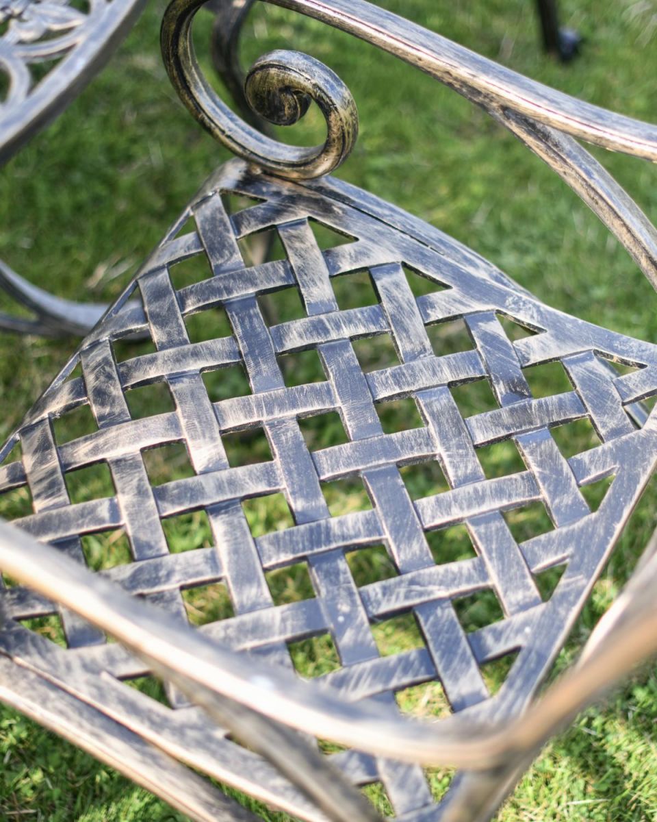 Close-Up of Crosshatch Pattern for Chairs on Six-Seater Fleur-de-Lys Table & Chair Set Close-Up of Crosshatch Pattern for Chairs on Six-Seater Fleur-de-Lys Table & Chair Set