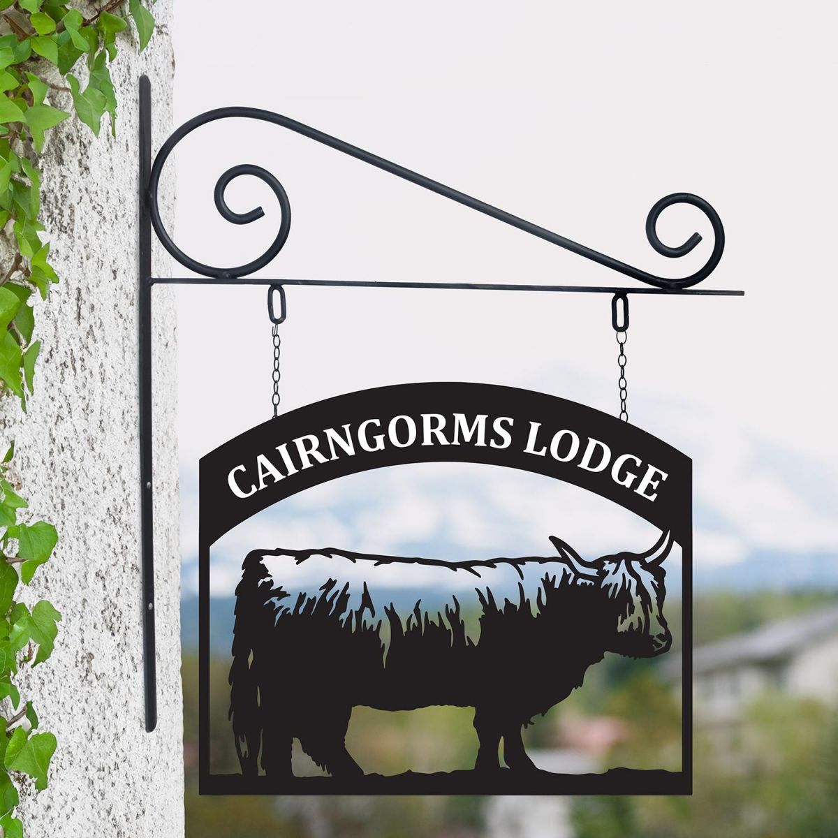 Stunning Steel Highland Cow Hanging House Name Sign