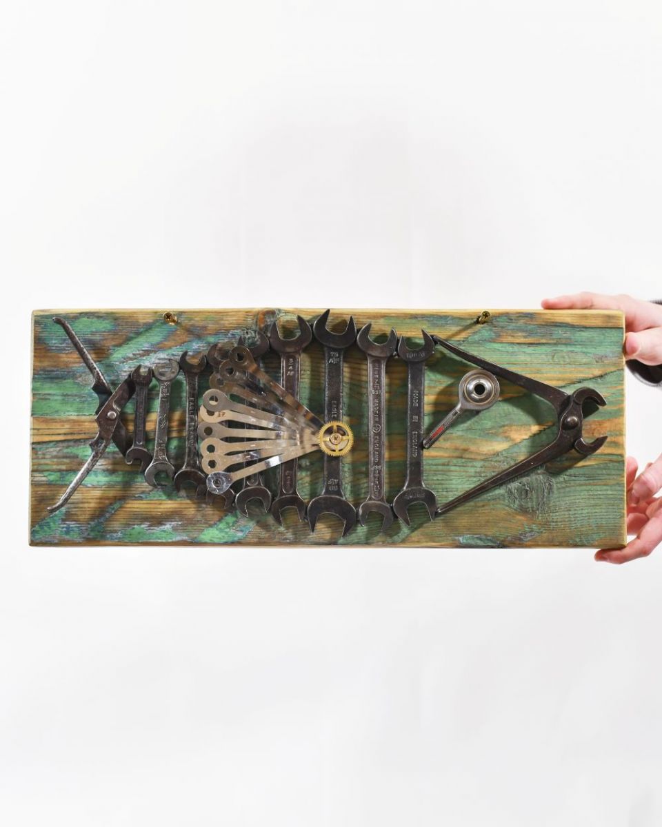 Scale image of Recycled Metal Sturgeon Wall Art Scale image of Recycled Metal Sturgeon Wall Art