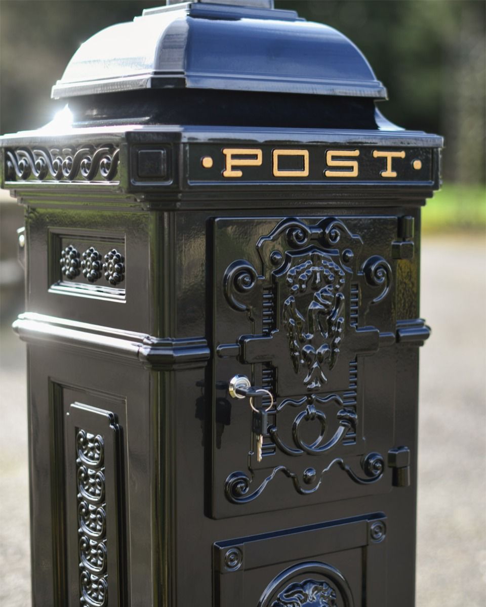 Close Up of Black Camden Free Standing Post Box Close Up of Black Camden Free Standing Post Box