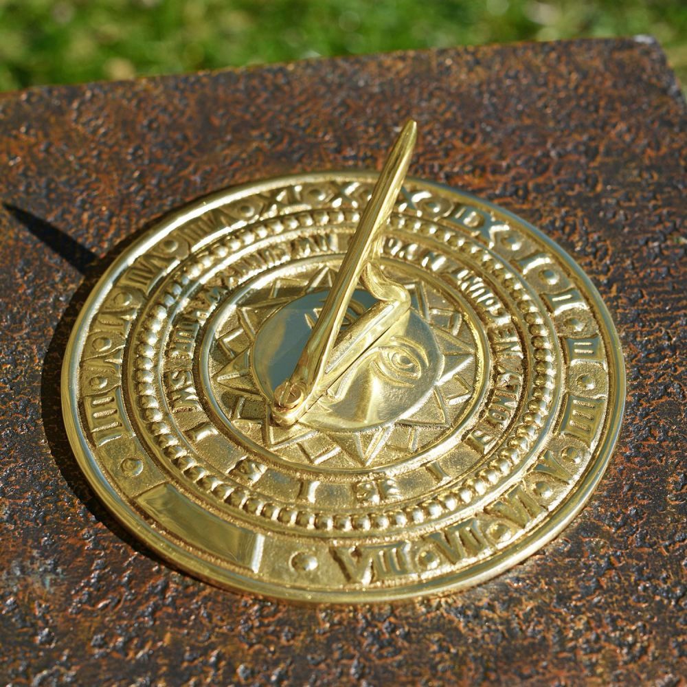 Polished Brass "Sunface" Sundial - 120mm