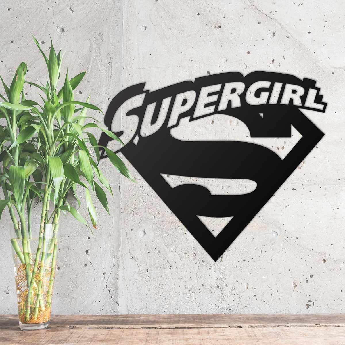 "Supergirl" Wall Art on a Rustic Wall