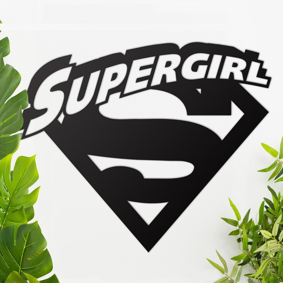 "Supergirl" Wall Art Among Plants in the House
