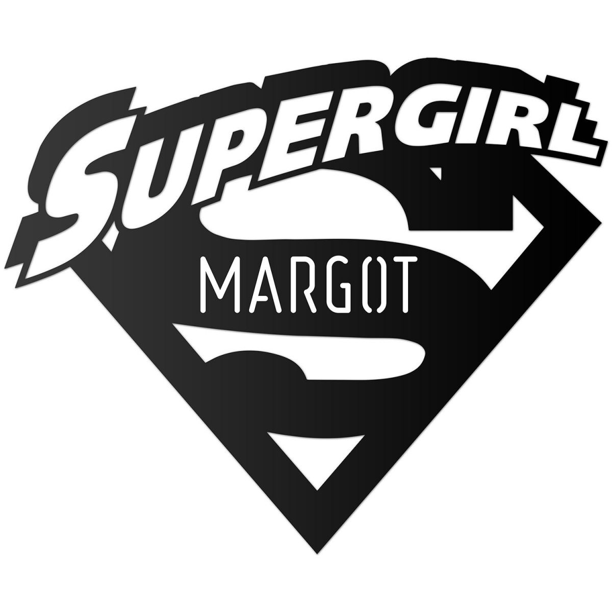 "Supergirl" Personalised Wall Art Finished in Black "Supergirl" Personalised Wall Art Finished in Black