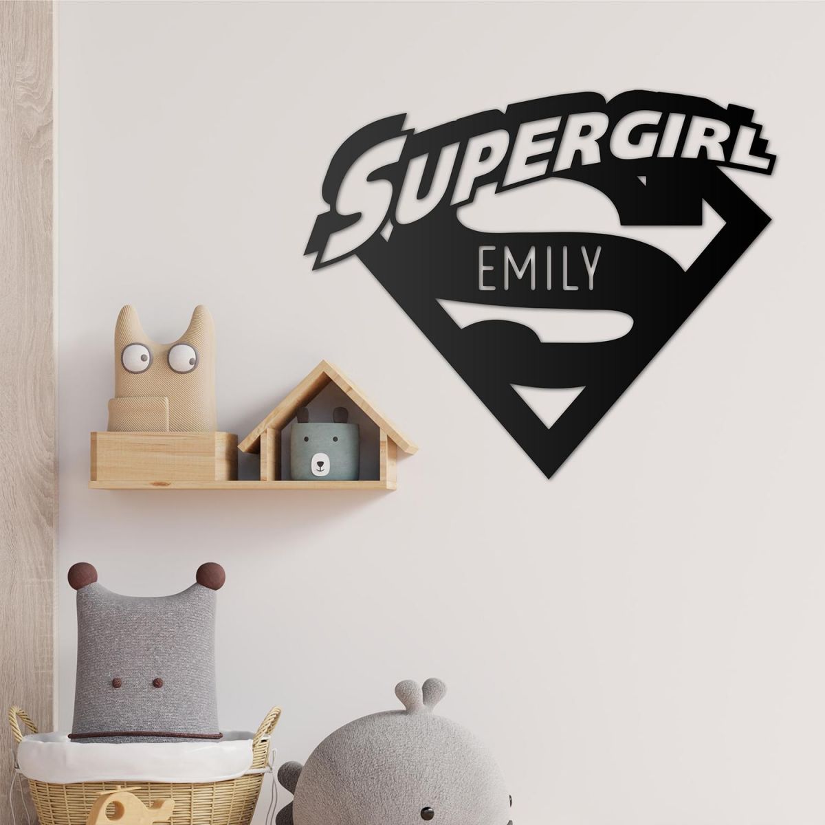 "Supergirl" Personalised Wall Art in a Children"s Bedroom Play Room "Supergirl" Personalised Wall Art in a Children"s Bedroom Play Room