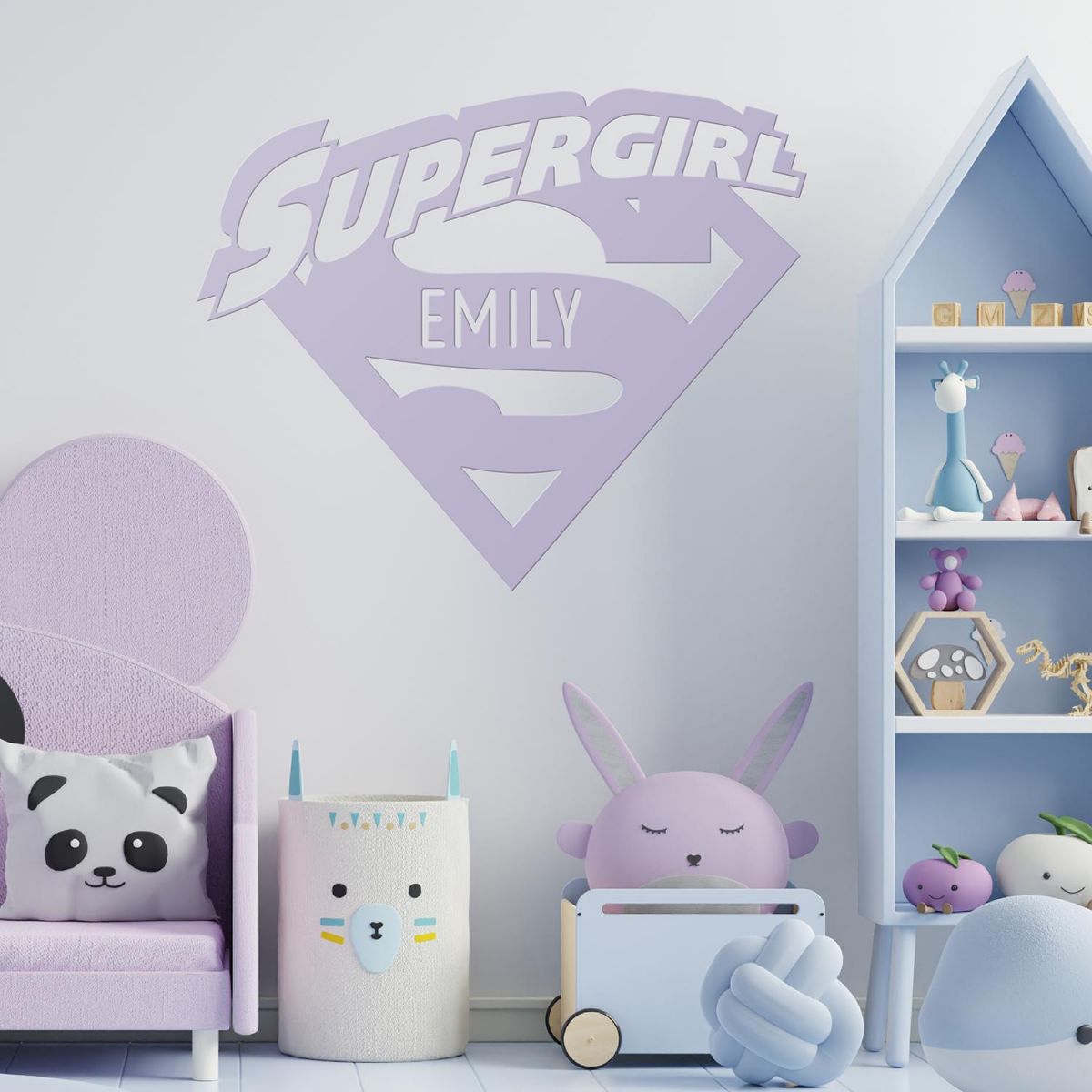 "Supergirl" Personalised Wall Art in a Children"s Bedroom "Supergirl" Personalised Wall Art in a Children"s Bedroom