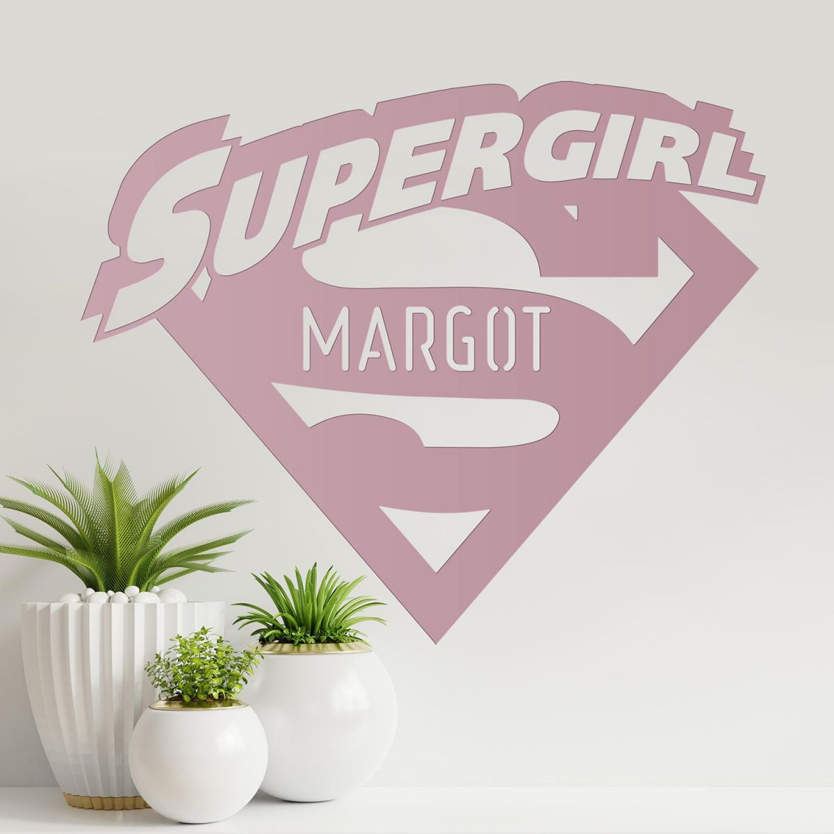 "Supergirl" Personalised Wall Art in Situ in the Living Room