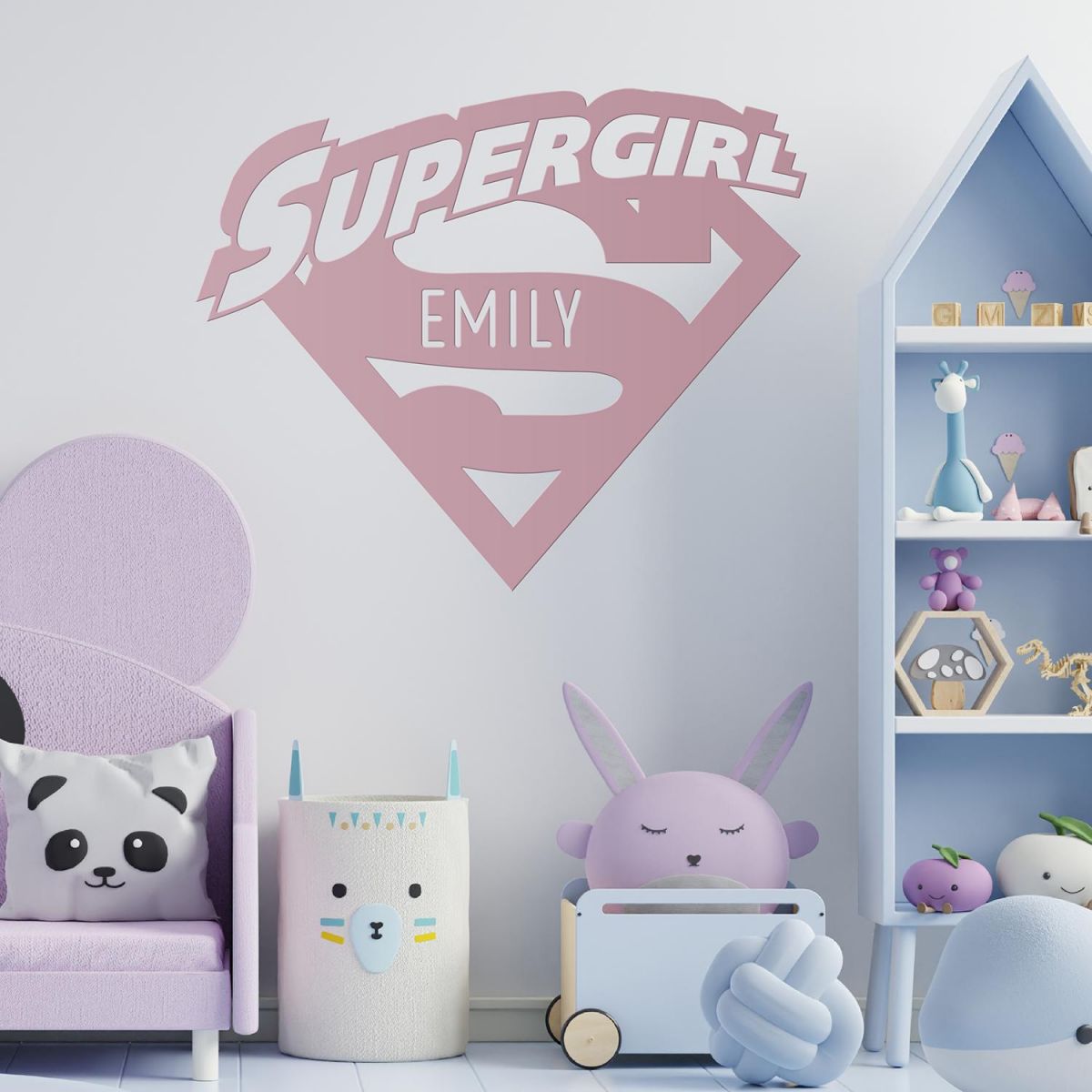 "Supergirl" Personalised Wall Art in a Children"s Bedroom