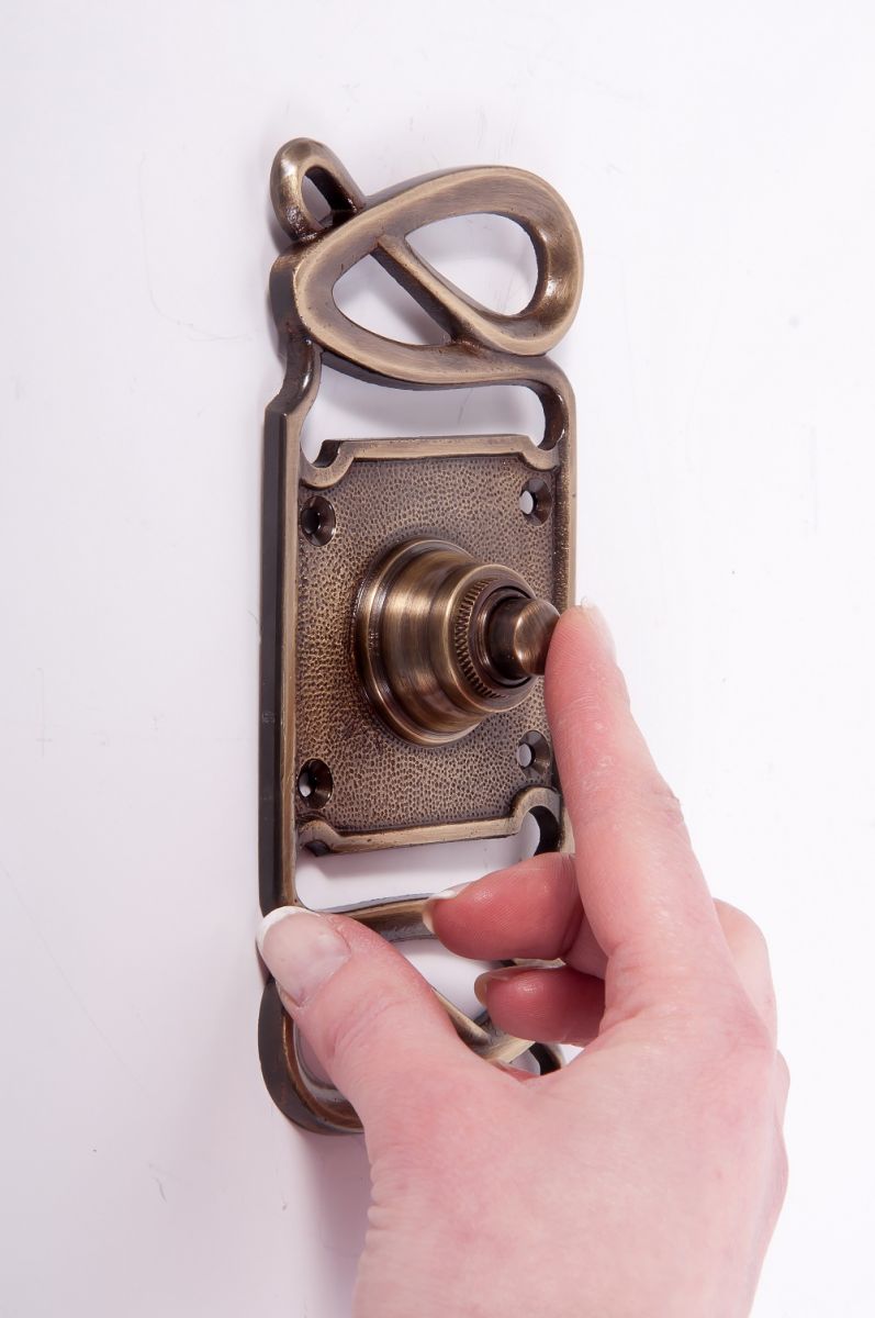 “Maytree Avenue” Antique Brass Swirl Pattern Bell Push “Maytree Avenue” Antique Brass Swirl Pattern Bell Push