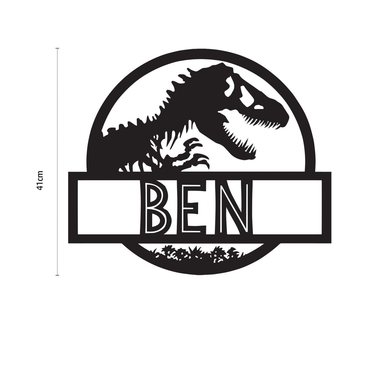 T-Rex Steel Monogram Name Sign with the Name "Ben"