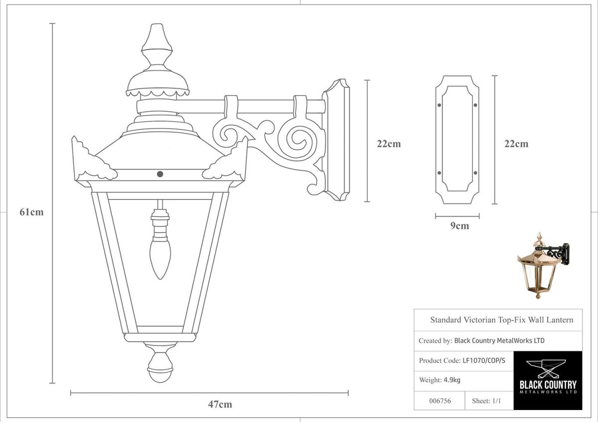 Technical Specifications of Top Fix Wall Lantern