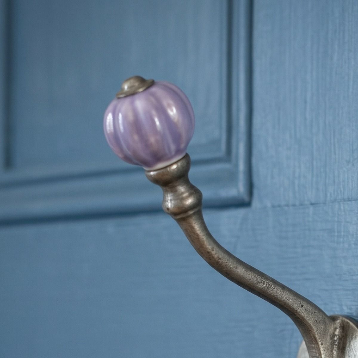 The Ironmonger Acorn Purple Ceramic Coat Hook - 125mm Showing a Close up of the Ceramic Finial - Digital Illustration