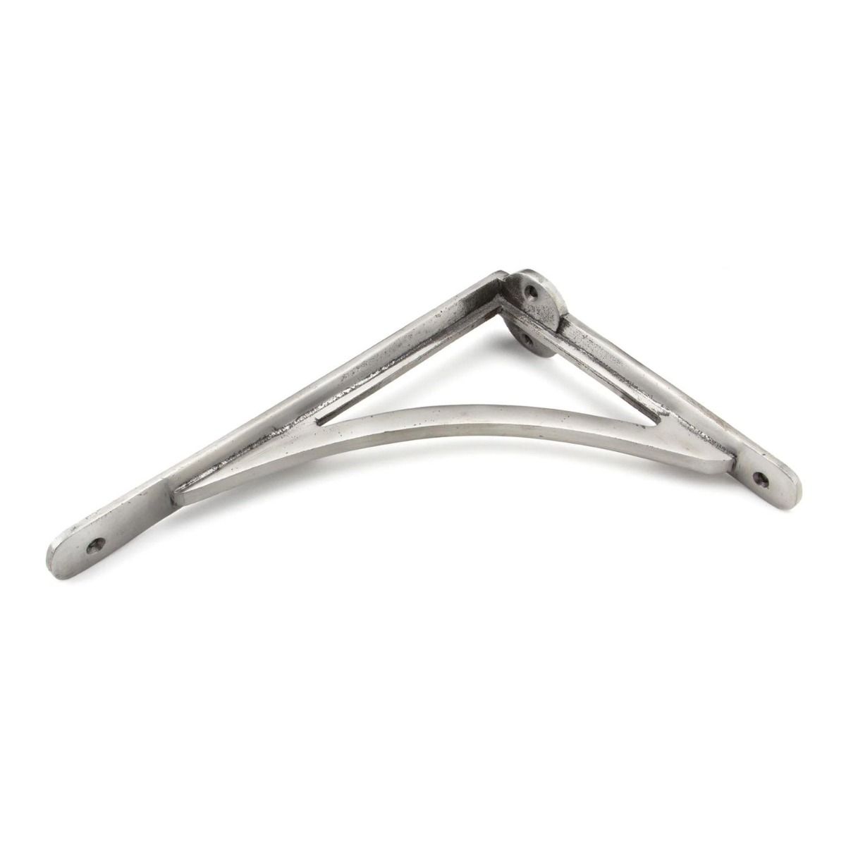 The 10"" x 7"" Arched Shelf Bracket Natural Smooth Finish Shown on its Side 