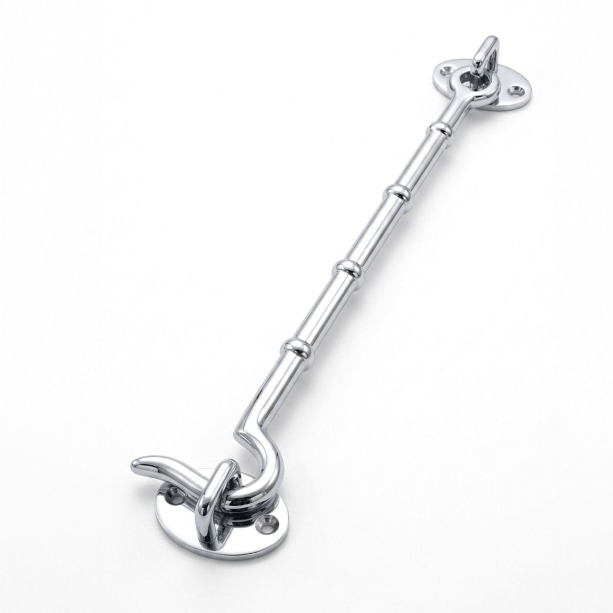 The 12" Bright Chrome Cabin Hooks Loose Ring Type on a White Background