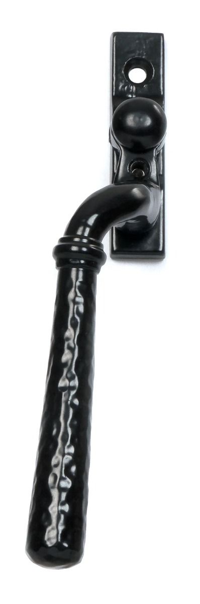 The 16mm Hammered Black Espagnolette Window Handle - Left Hand Version on a White Background