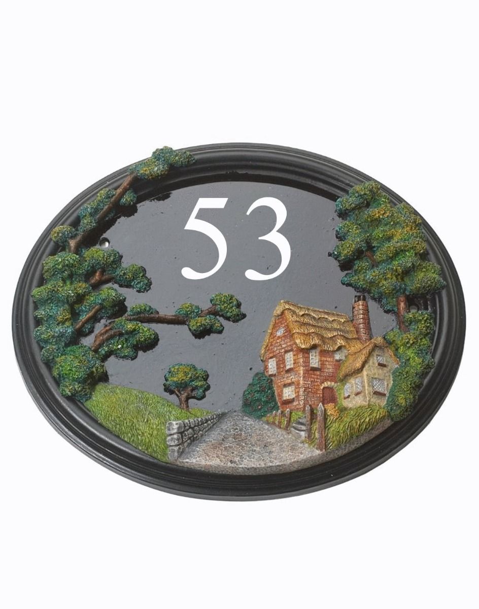 The "Brushford Hill Cottage" Hand Painted Countryside House Sign on a White Background 