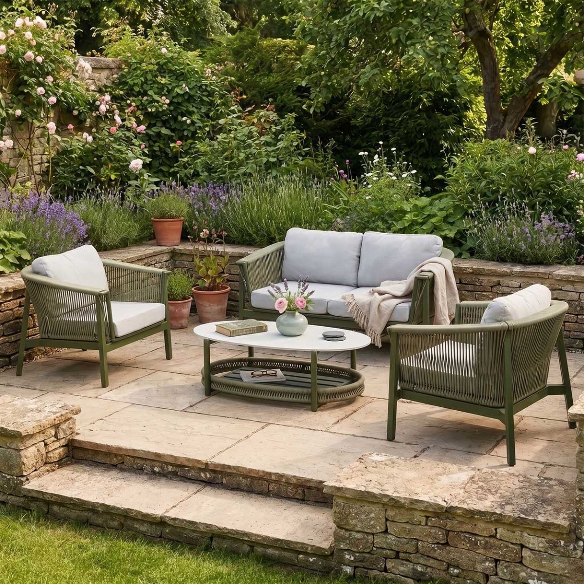 The "Chester" Outdoor 4-Seater Furniture Set Digital Illustration Dressed