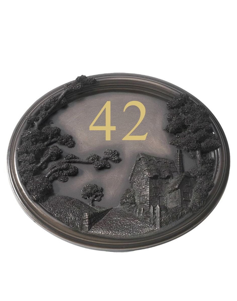 The "Coppleston Cottage" Countryside House Number Sign on a White Background 