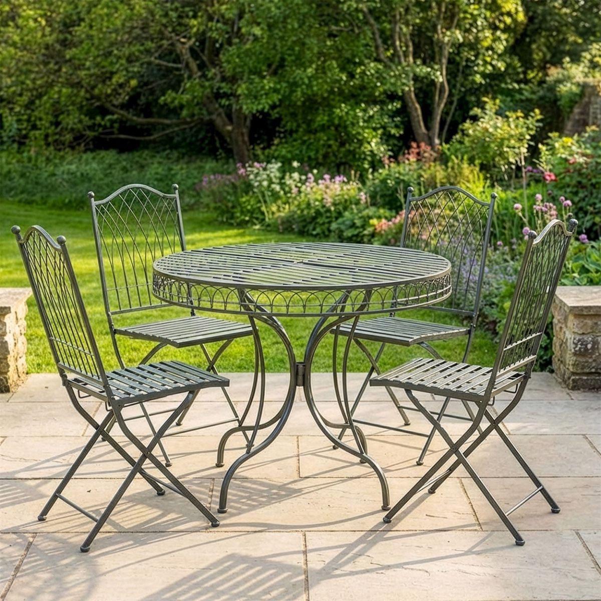 The "Easton" 4-Seater Dining Set - Classic Grey digital illustration