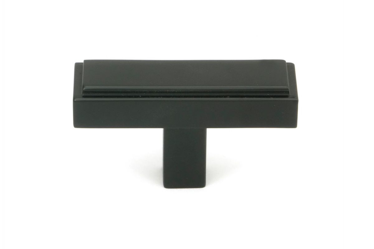 The "Emerson" Rectangular T-Bar Cabinet Pull Handle in a Matt Black Finish on a White Background Shown Face on