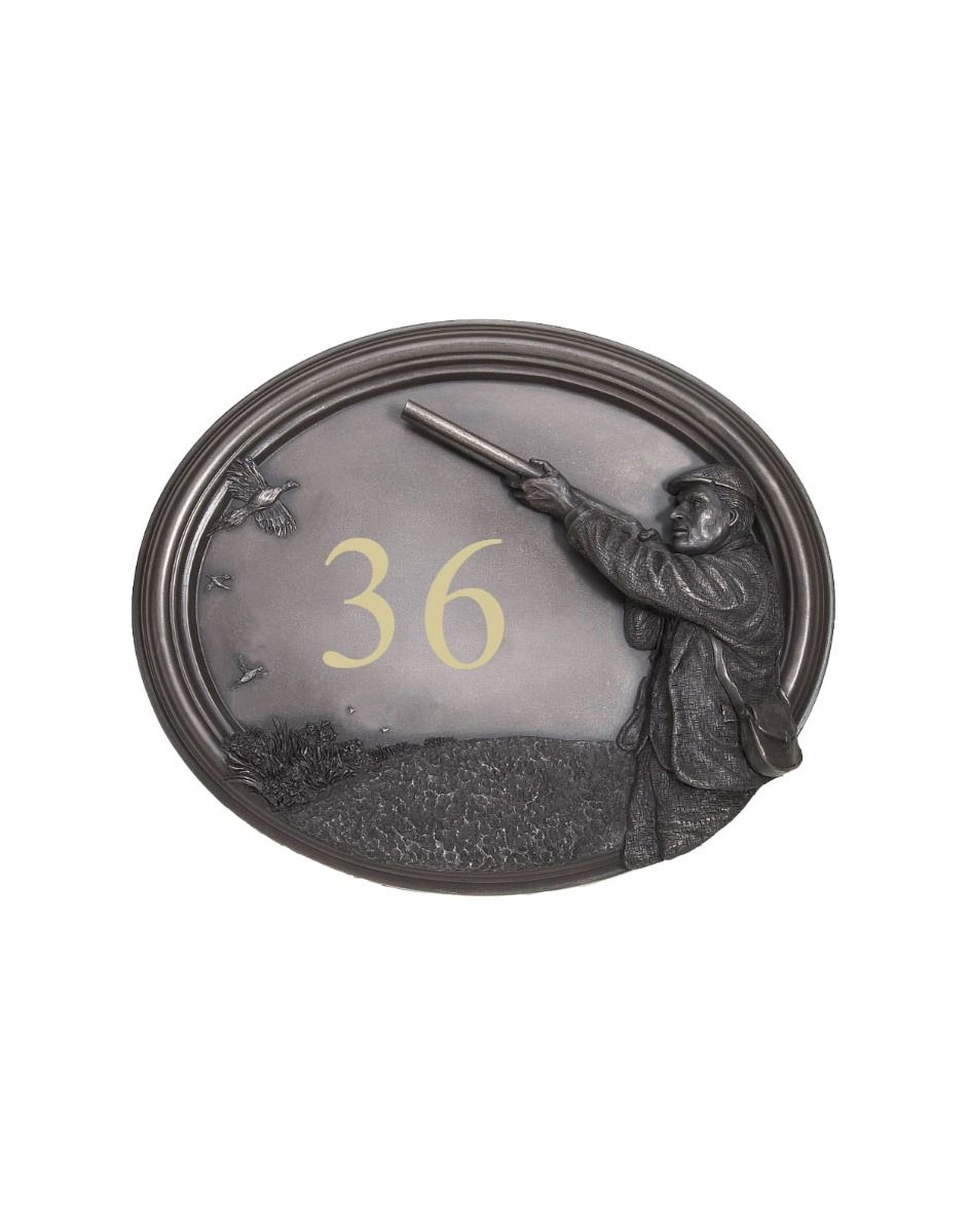 The x"Game & Grouse" Bronze Finish Game Season House Sign on a White Background 