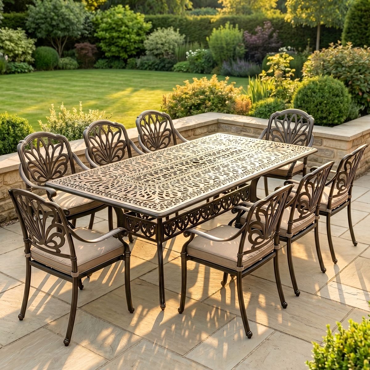 The "Goliath" 8-Seater Outdoor Dining Set - Antique Bronze digital illiustration copy 