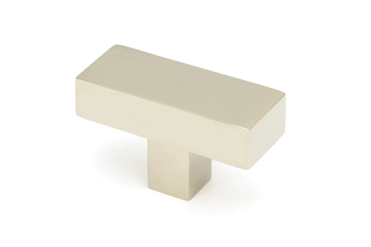The "Kodiak" Heavyweight Block T-Bar in a Polished Nickel Finish on a White Background Displayed at an Angle 