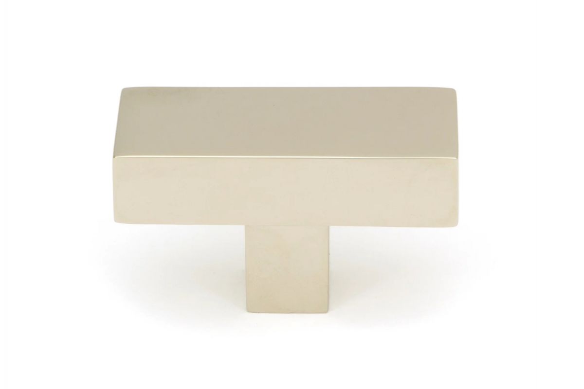 The "Kodiak" Heavyweight Block T-Bar in a Polished Nickel Finish on a White Background Displayed Stood Upright