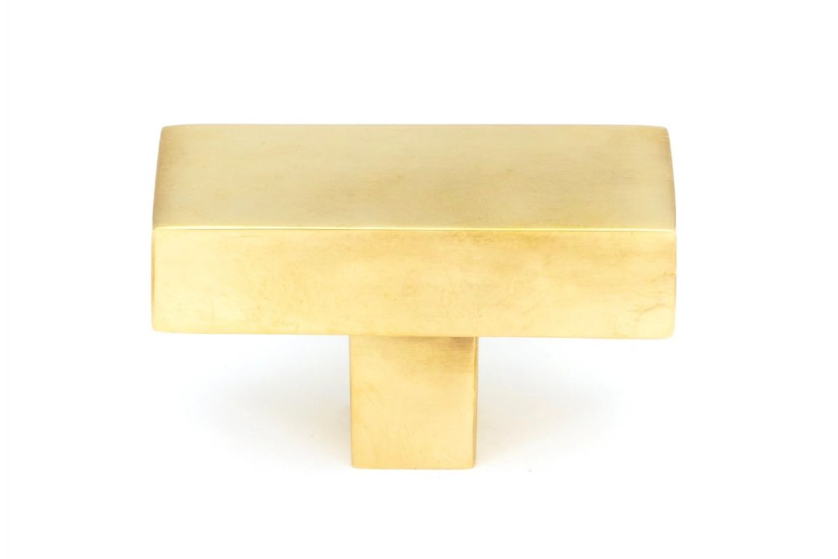 The "Kodiak" Heavyweight Block T-Bar in an Aged Brass Finish on a White Background Displayed Front On
