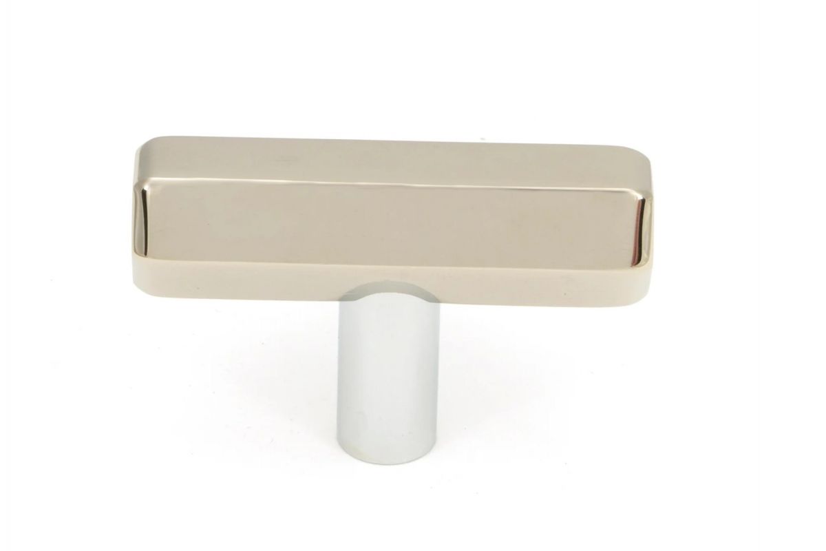 The "Lexington" Hex T-Bar Cabinet Handle in a Polished Nickel Finish on a White Background Displayed Face On