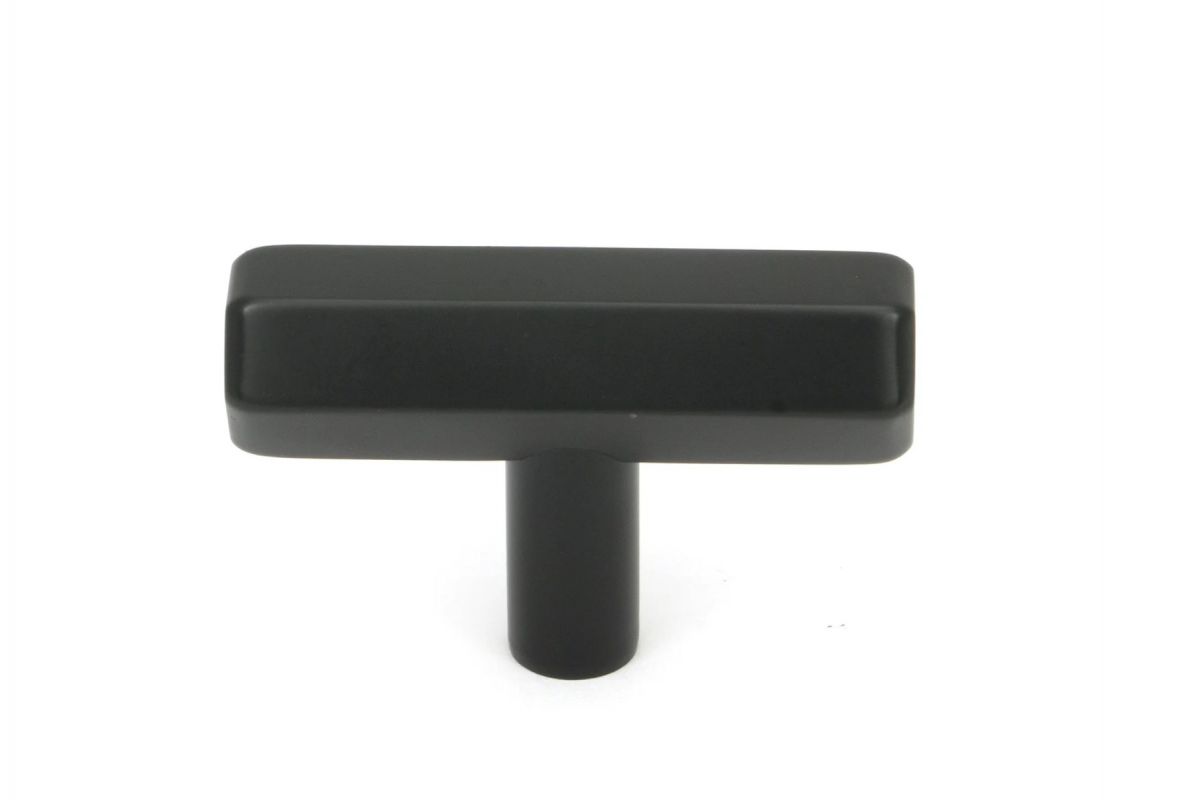 The "Lexington" Hex T-Bar Cabinet Handle in Matt Black on a White Background Shown Front on