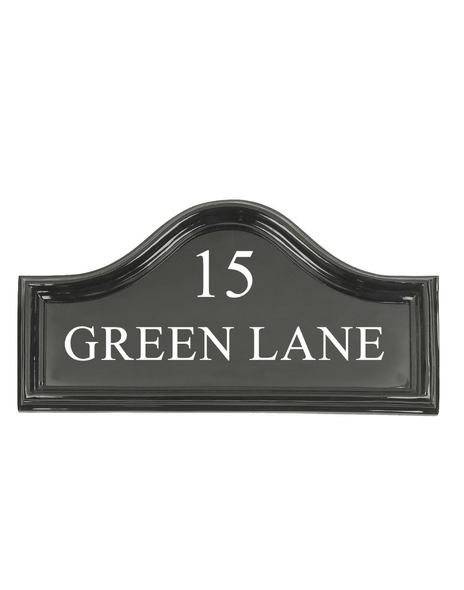 The "Reltmure Manor" Hanging Sign and Planter with Vinyl Lettering on a White Background 