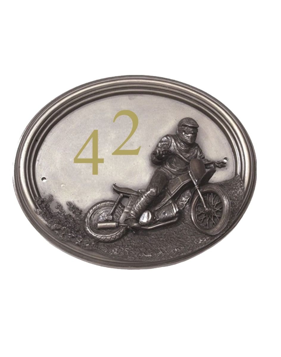 The "Speedway" Off Road Motocross House Sign on a White Background 
