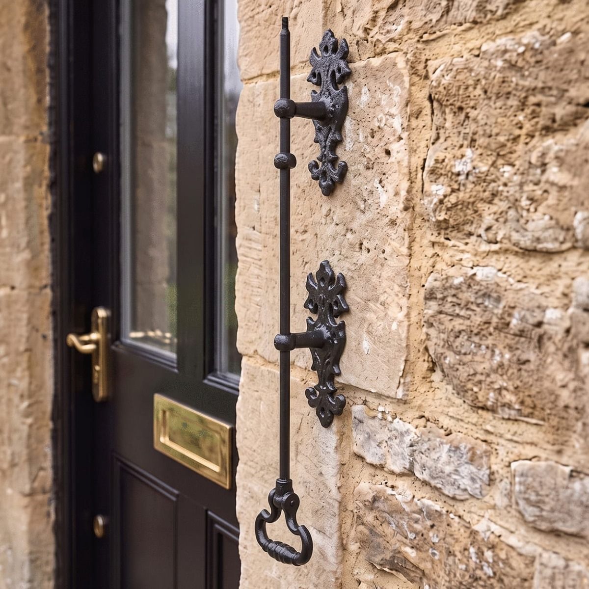 The"Spirrin Hall" Butler Door Bell Pull on the Front of a Traditional Country Home - Digital Illustration
