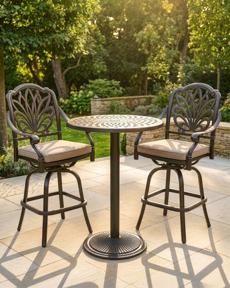 The "Thornhill" 2-Seater High Outdoor Bistro Set - Antique Copper digital illustration