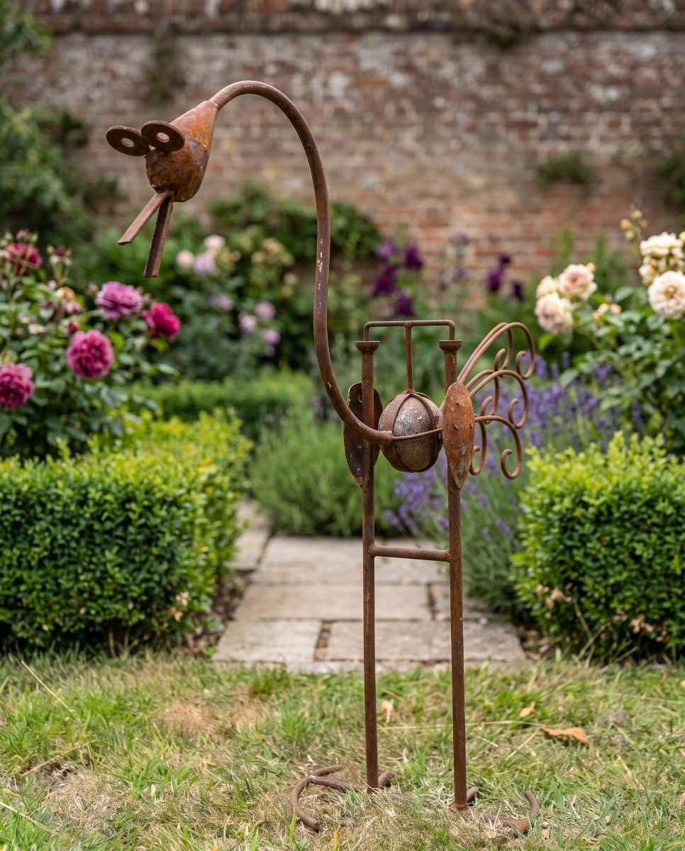 The "Virgil" the Garden Spike Rocker Sculpture in a Decorative Walled Garden - Digital Illustration 