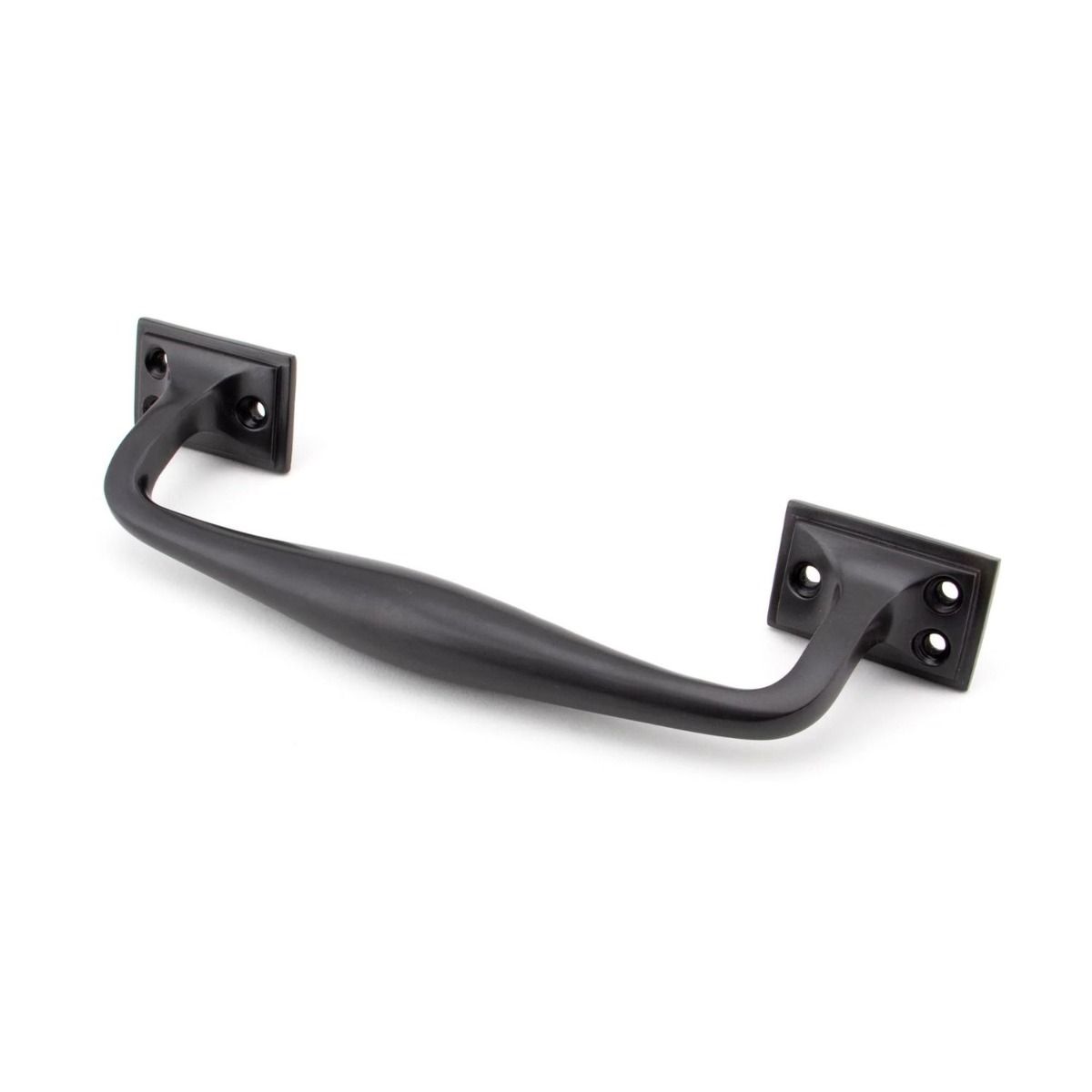 The 230mm Swelled Grip Pull Handle with Roses in Aged Bronze on a White Background