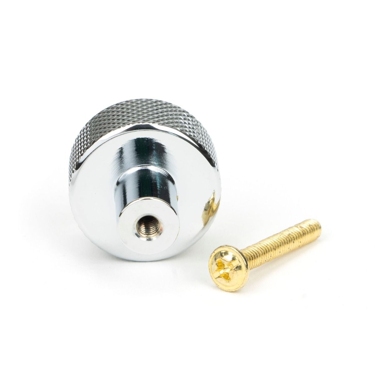 The 25mm Knurled Cabinet Knob (No Rose) in Polished Chrome with Fitting Bolt 