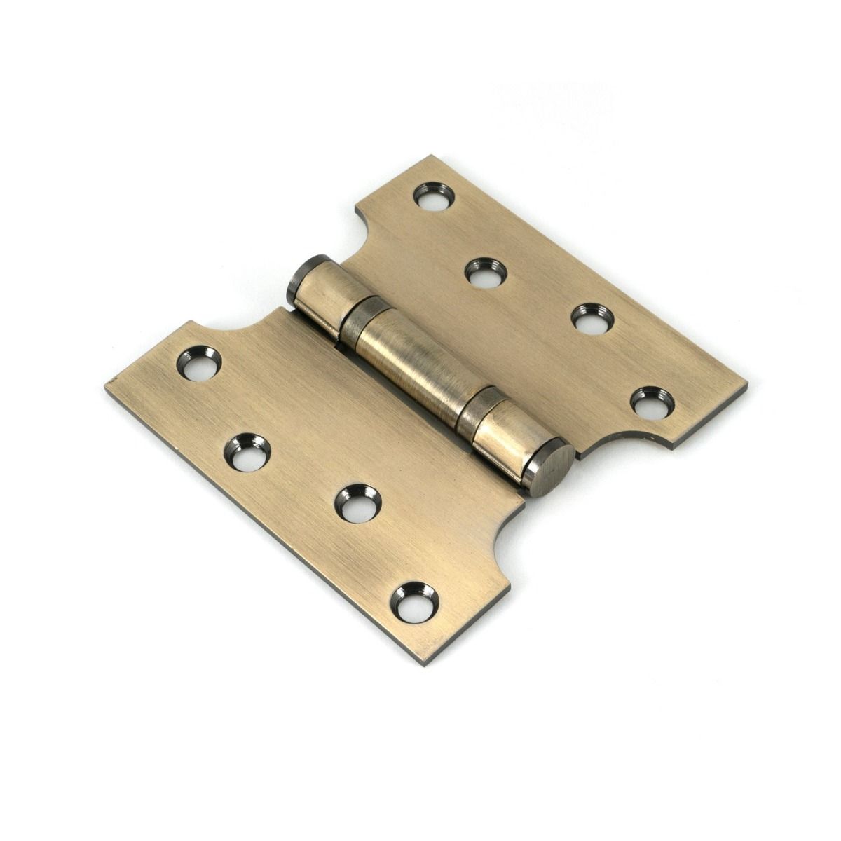 The 2" Heavy Duty Parliament Door Hinges (Pair) in Aged Brass Shown on a White Background