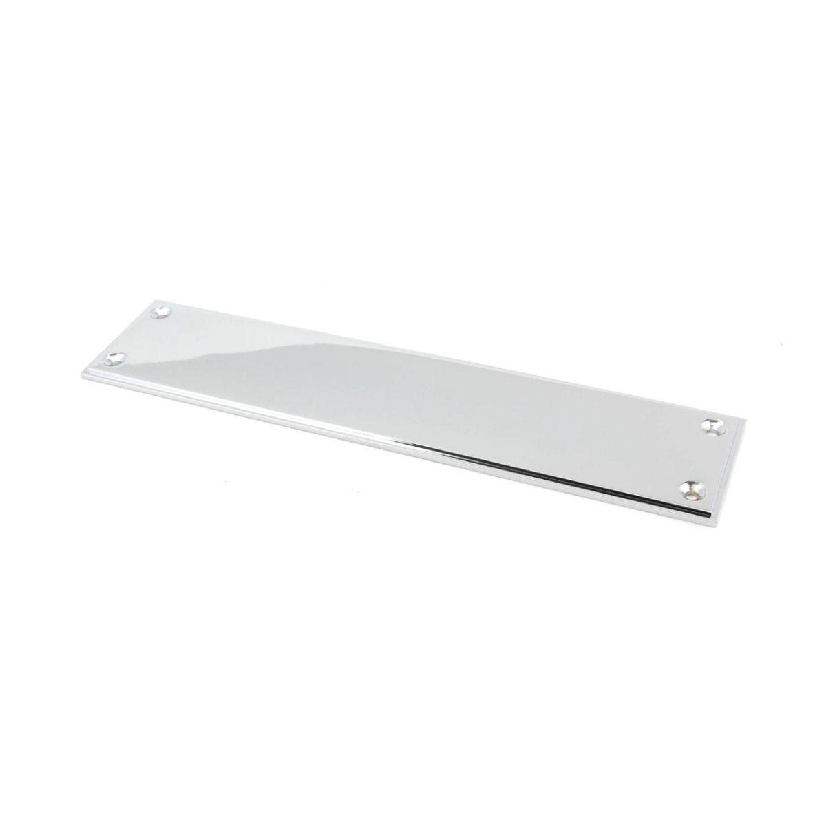 The 300mm Polished Chrome Linear Period Fingerplate Door Push Plate on a White Background