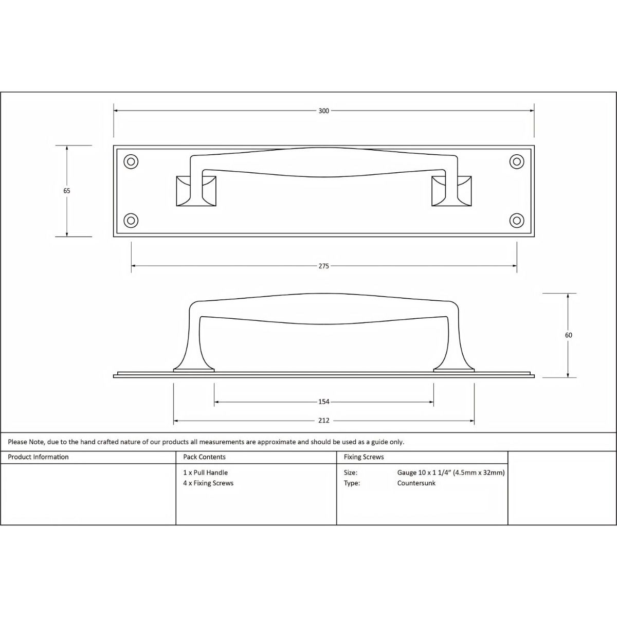 The 300mm Swelled Grip Door Handle with Backplate in Polished Chrome Technical Drawings and Dimensions 