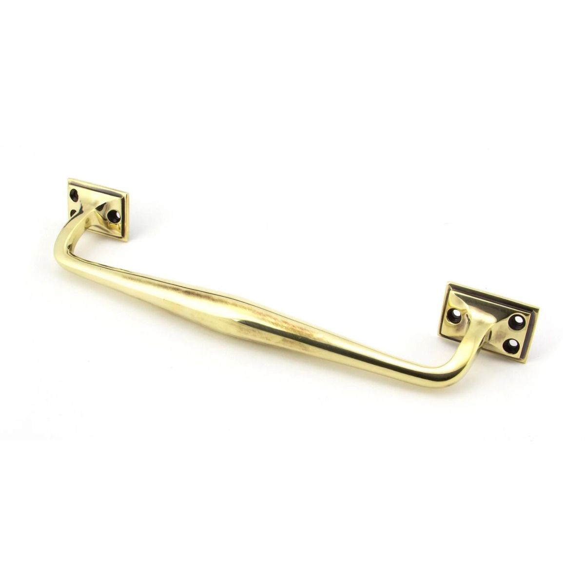 The 300mm Swelled Grip Pull Handle with Roses in Aged Brass on a White Background