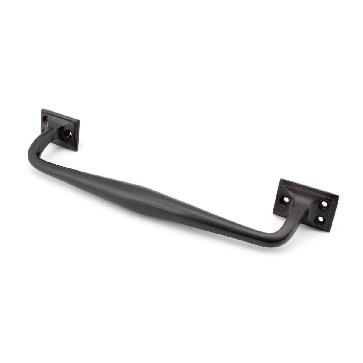 The 300mm Swelled Grip Pull Handle with Roses in Aged Bronze on a White Background 