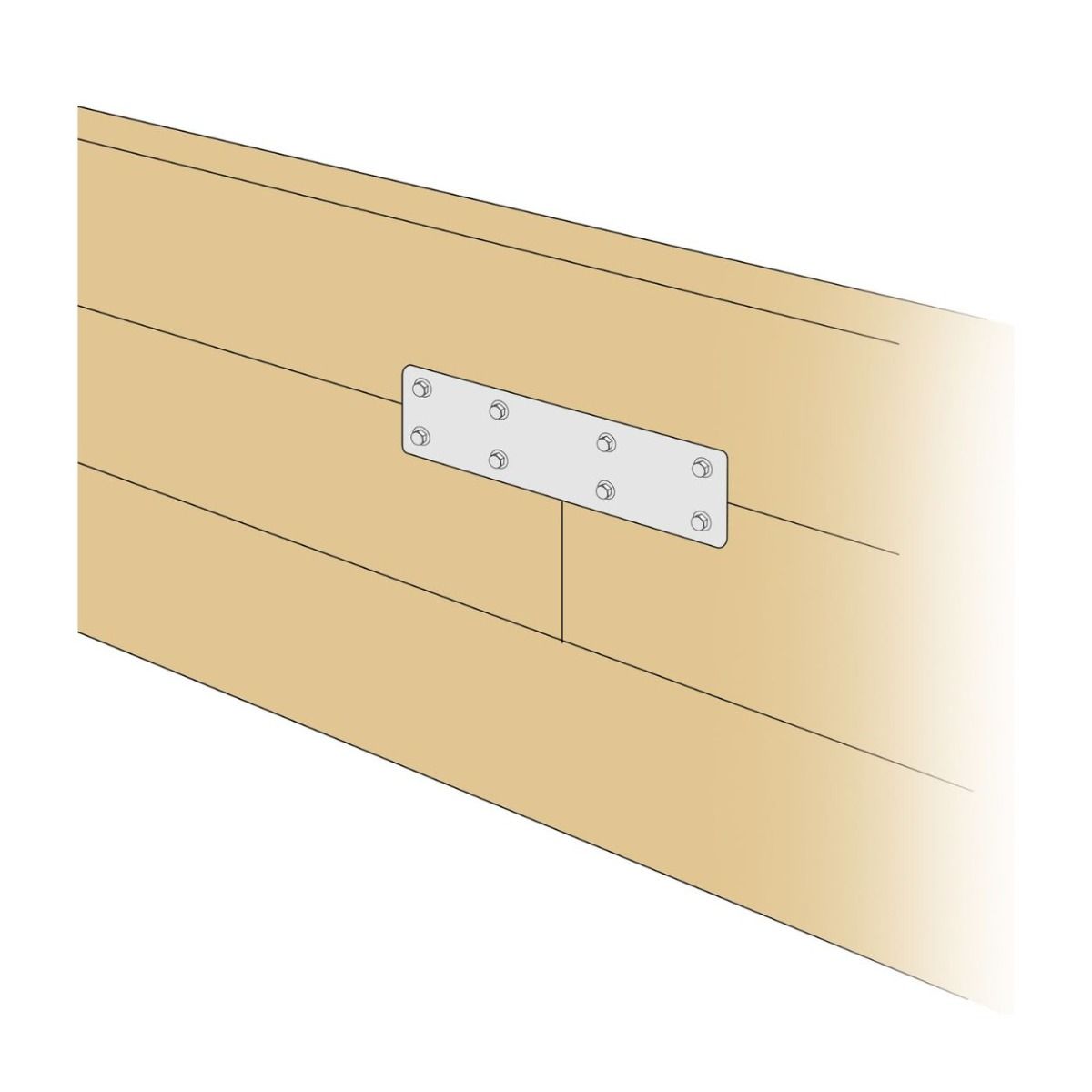 The 350mm Railway Sleeper Straight Joining Plate Shown with Technical Drawing 