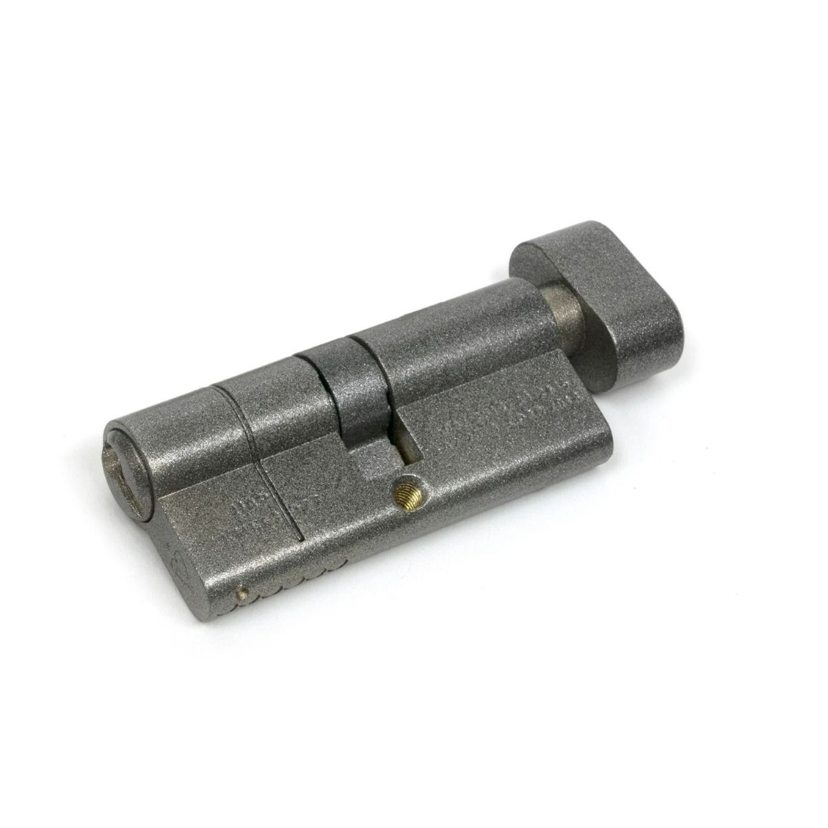 The 35/35 5-Pin Euro Cylinder Thumbturn Lock Keyed Alike in Pewter on a White Background 