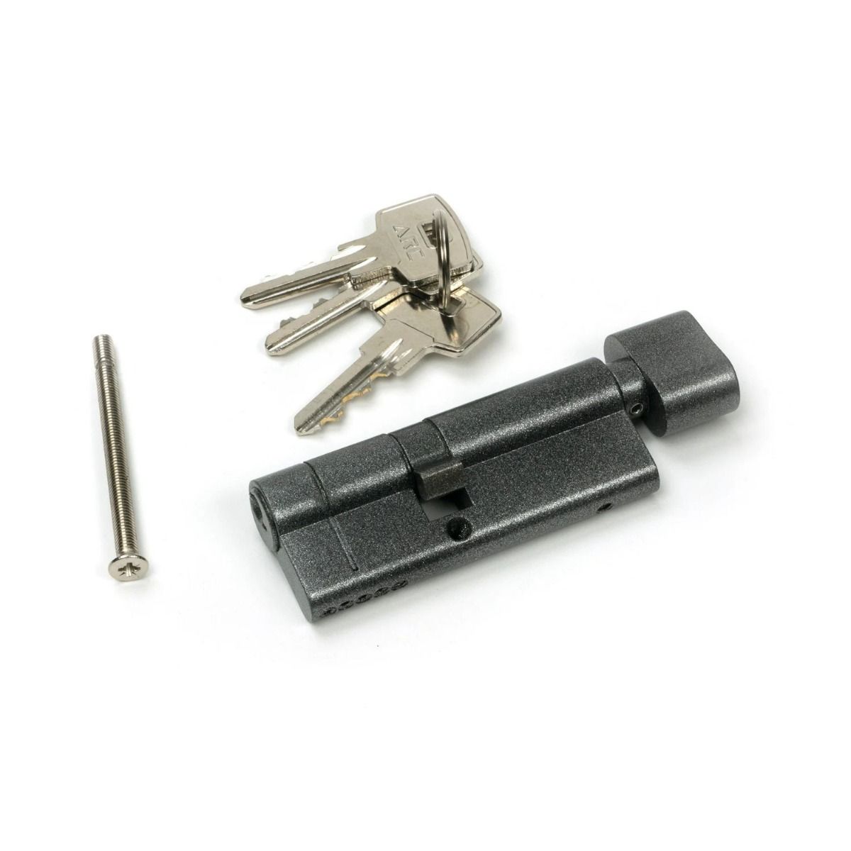 The 35/45T 5-Pin Euro Cylinder Thumbturn Lock Keyed to Differ in Pewter with Keys and Bolt 