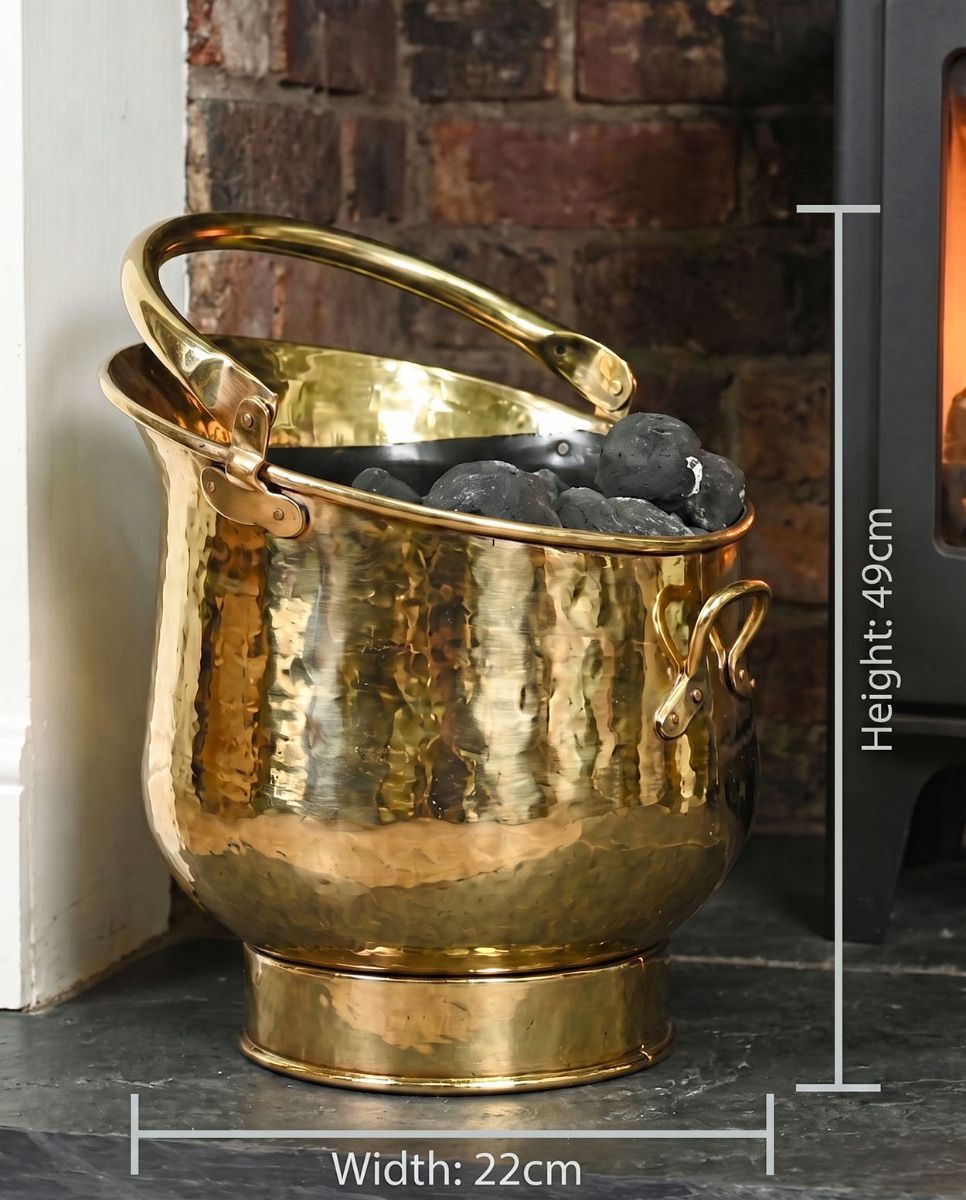 The 35cm "Blenheim" Coal Bucket Positioned in Front of a Contemporary Fireplace - Digital Illustration Diagram