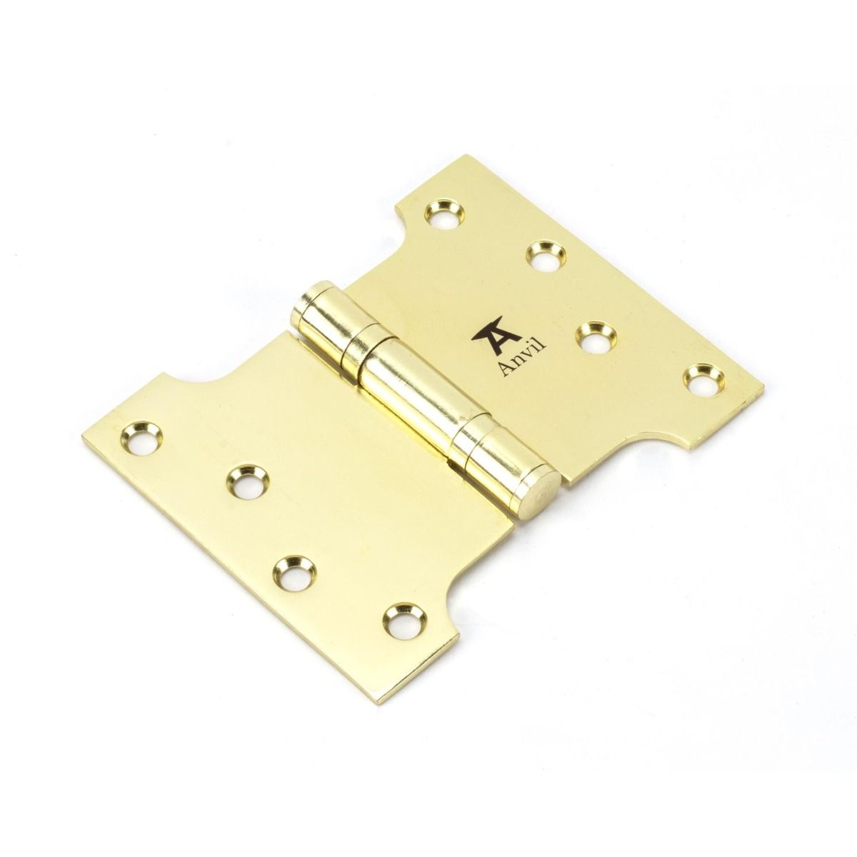 The 3" Heavy Duty Parliament Door Hinges (Pair) in Polished Brass Shown on a White Background